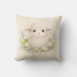 Whimsicala får och vilda blommor för en charmig kudde