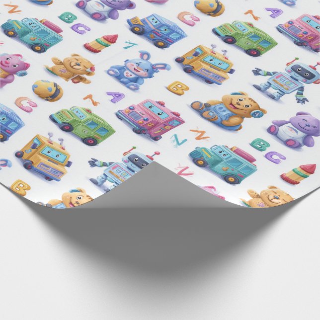 Whimsicala kodningsmaskotar söta robotar lärande A Presentpapper (Hörn)