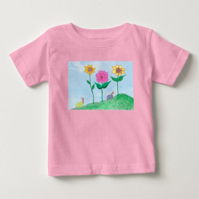 Whimsicala sniglar & färgglada blommor t shirt (Framsida)
