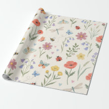 Whimsicala vårvildblommor bin & fjärilar