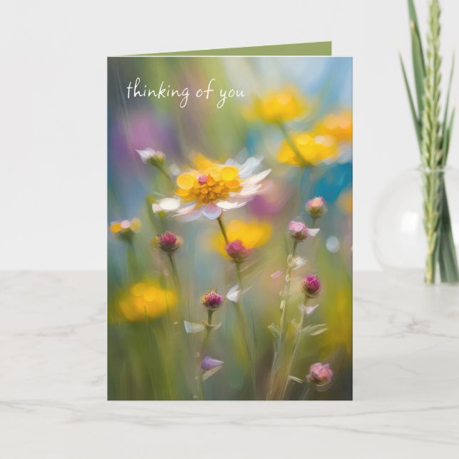 Whimsicala vilda blommor som tänker på dig kort (Framsida)