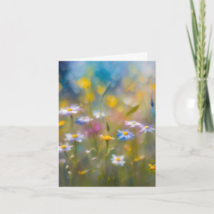 Whimsicala vildblommor i vinden anteckningskort