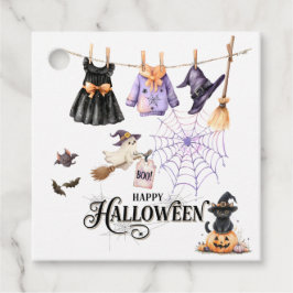 Whimsicaliska Halloween-presenttaggar med söt häxa Gåvor Etiketter