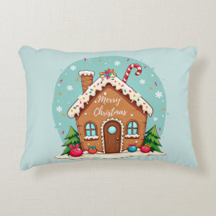 Whimsicaliskt Gingerbread-hus Julscen Prydnadskudde