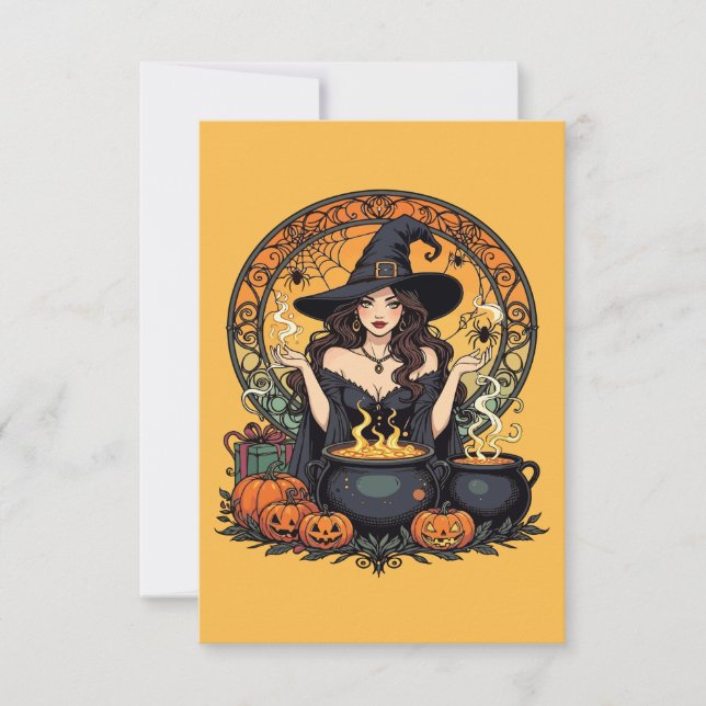 Whimsically Enchanting Witch With Spiders Inbjudningar (Framsida)