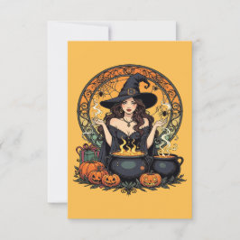 Whimsically Enchanting Witch With Spiders Inbjudningar