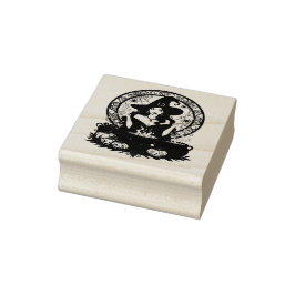 Whimsically Enchanting Witch With Spiders Stämpel