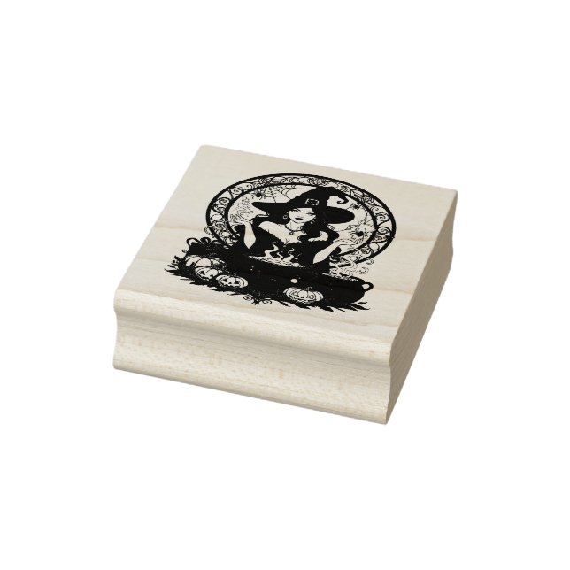 Whimsically Enchanting Witch With Spiders Stämpel (Stämpel)