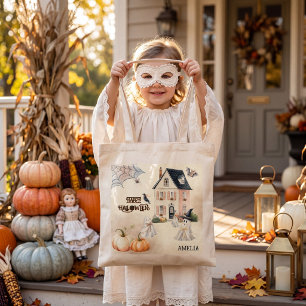 Whimsicalt spökhus Halloween-gubbar Tygkasse