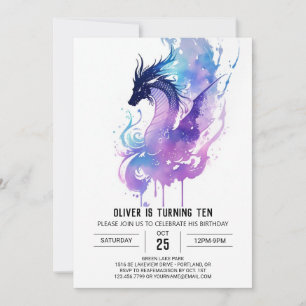 Whimsice Dragon Birthday Inbjudningar