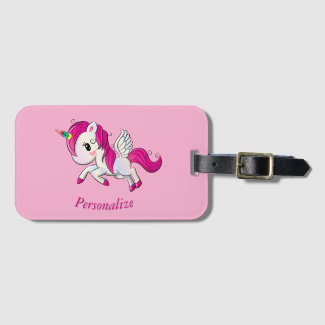 Whimsicle Flies Unicorn Pegasus Rainbow Horn Bagagebricka (Framsida horisontal)