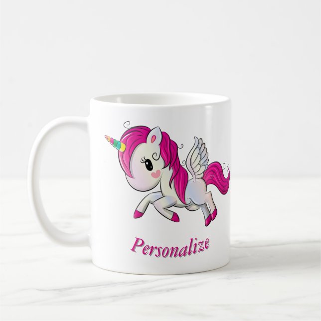 Whimsicle Flies Unicorn Pegasus Rainbow Horn Kaffemugg (Vänster)
