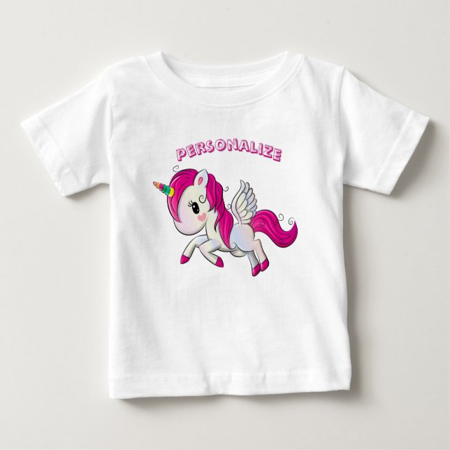 Whimsicle Flies Unicorn Pegasus Rainbow Horn T Shirt (Framsida)