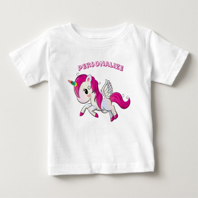 Whimsicle Flygande Enhörning Pegasus Regnbågehorn T Shirt (Framsida)