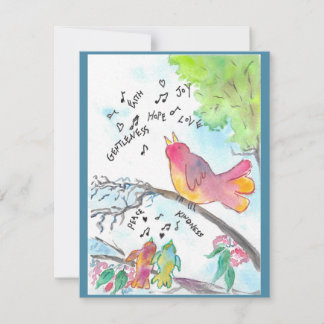 Whimsics Birds Christian Art Flat Notecard Anteckningskort