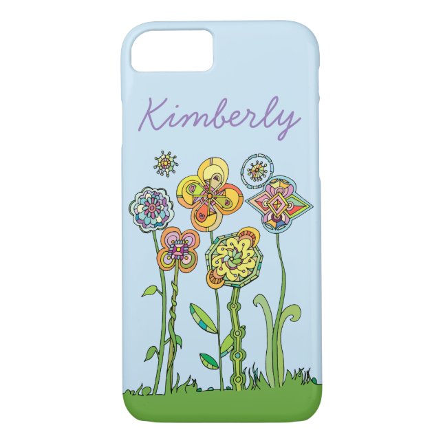 Whimsics Flowers l Personalize + DIY-bakgrund Case-Mate iPhone Skal (Baksida)