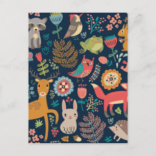 Whimsics Folk Art Forest Friends Vykort