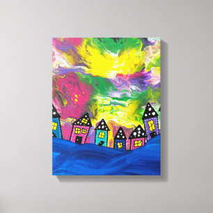 Whimsics Little house Acrylic av Michael Dooley Canvastryck