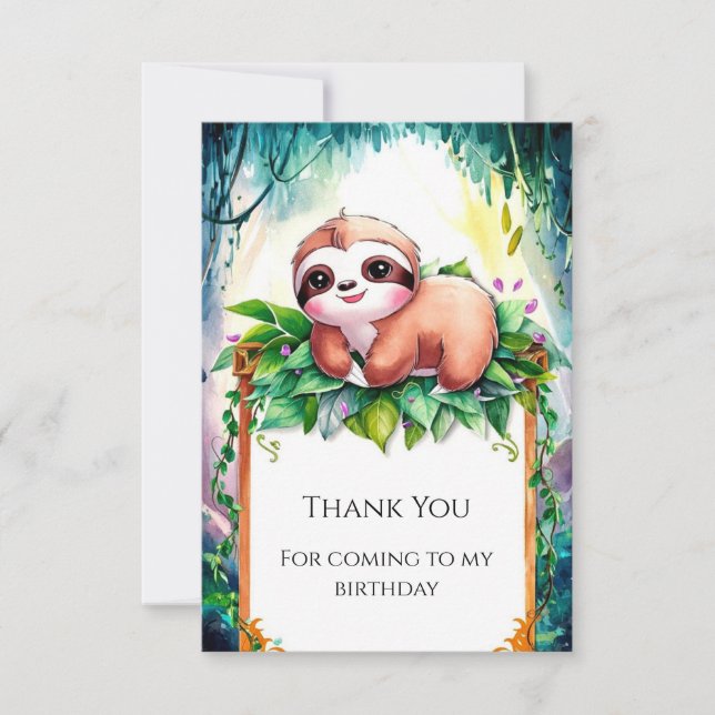 Whimsics Sloth Birthday Tack Kort (Framsida)