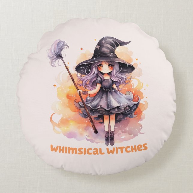 Whimsics Witches Rund Kudde (Framsidan)