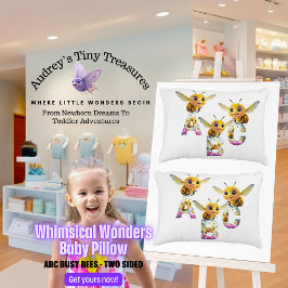 Whimsics Wonders ABC Bee Baby Pillow Prydnadskudde