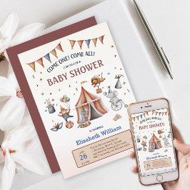 Whimsiella djur Circus Party Baby Shower Inbjudningar
