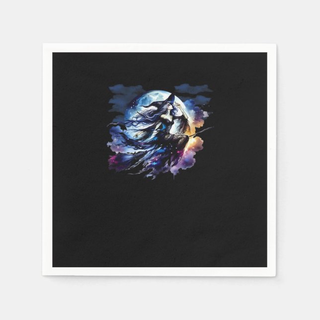 Whimsigot väv som flyger över fullmåne kvinnor bar pappersservett (Framsidan)