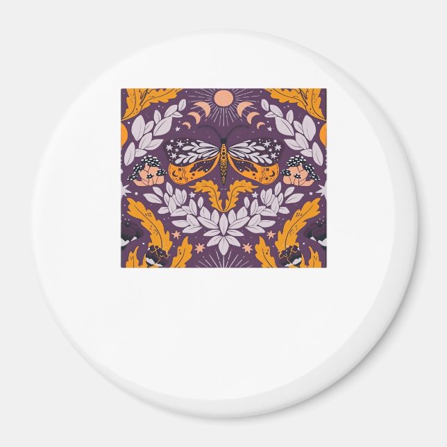 Whimsigoth Butterfly Blommigts - Lila, Lavender An Magnet (Framsidan)