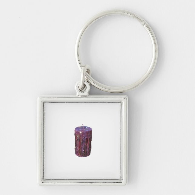 Whimsigoth Candle Classic Fyrkantig Silverfärgad Nyckelring (Framsidan)