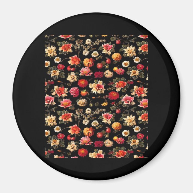 Whimsigoth Chintz Vintage Oljemålning Magnet (Framsidan)