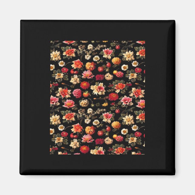 Whimsigoth Chintz Vintage Oljemålning Magnet (Framsidan)