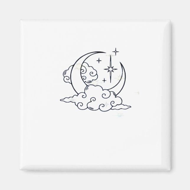 Whimsigoth Clouds Måne Witchy Classic Magnet (Framsidan)