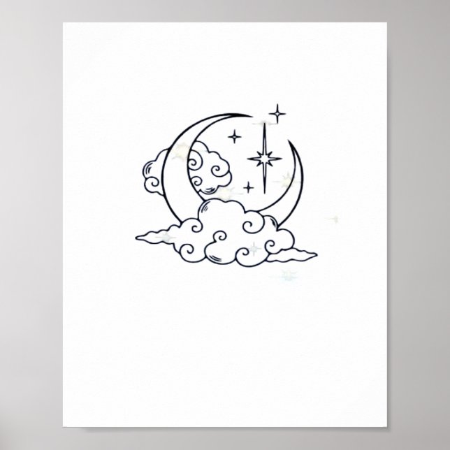 Whimsigoth Clouds Måne Witchy Classic Poster (Framsidan)
