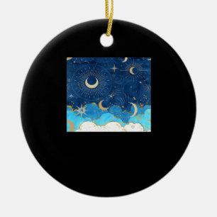 Whimsigoth Clouds Sol Måne Witchy Classic Julgransprydnad Keramik