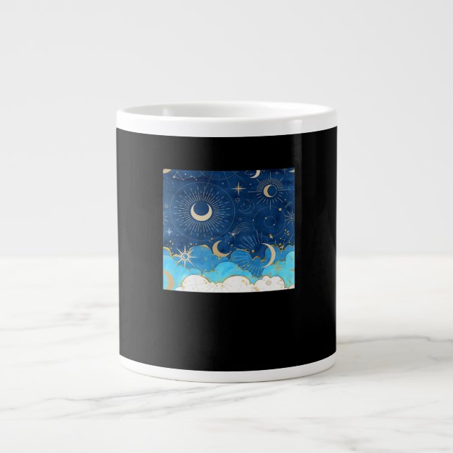 Whimsigoth Clouds Sol Måne Witchy Classic Jumbo Mugg (Framsidan)