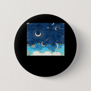Whimsigoth Clouds Sol Måne Witchy Classic Knapp