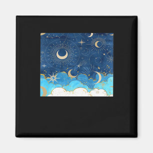 Whimsigoth Clouds Sol Måne Witchy Classic Magnet
