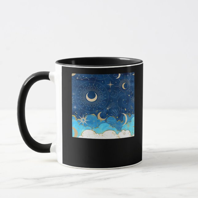 Whimsigoth Clouds Sol Måne Witchy Classic Mugg (Vänster)