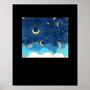 Whimsigoth Clouds Sol Måne Witchy Classic Poster