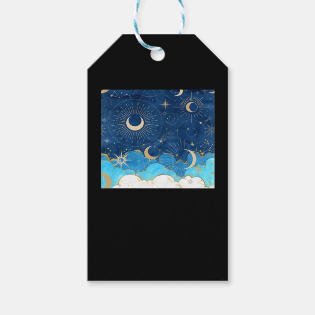 Whimsigoth Clouds Sol Måne Witchy Classic Presentetikett (Framsidan)