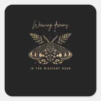 Whimsigoth Cottagecore Goblincore Mystical Moth Go Fyrkantigt Klistermärke