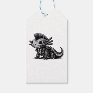 Whimsigoth Cyborg Axolotl Vintage Art Design Class Presentetikett