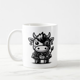 Whimsigoth Cyborg Cow Vintage Art Design Classic Kaffemugg
