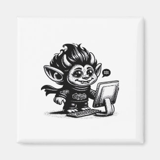 Whimsigoth Cyborg Internet Troll Vintage Art Desig Magnet
