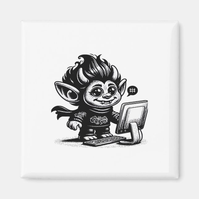 Whimsigoth Cyborg Internet Troll Vintage Art Desig Magnet (Framsidan)