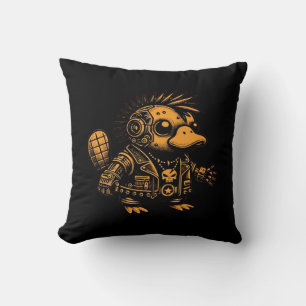 Whimsigoth Cyborg Platypus Vintage Art Design Kudde