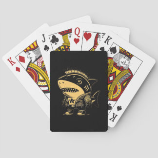 Whimsigoth Cyborg Shark Vintage Art Design Casinokort