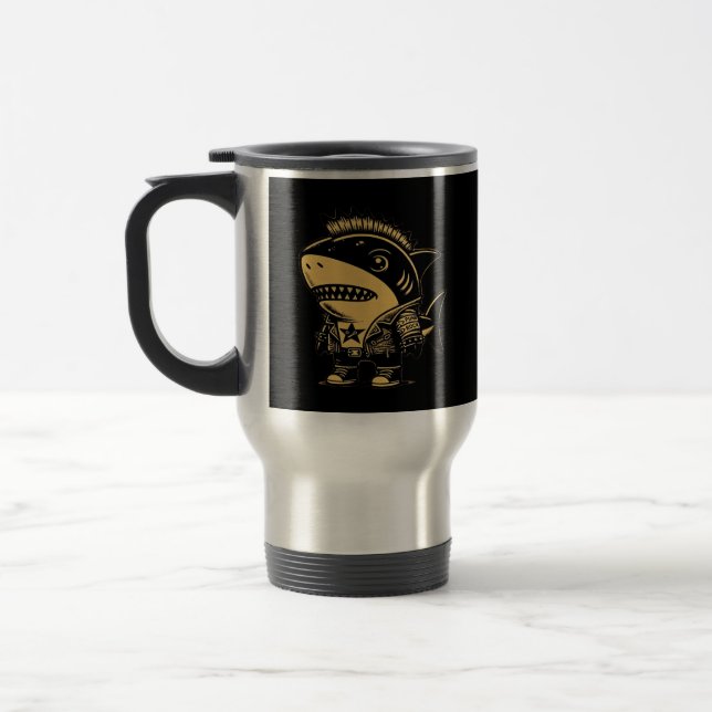 Whimsigoth Cyborg Shark Vintage Art Design Resemugg (Vänster)