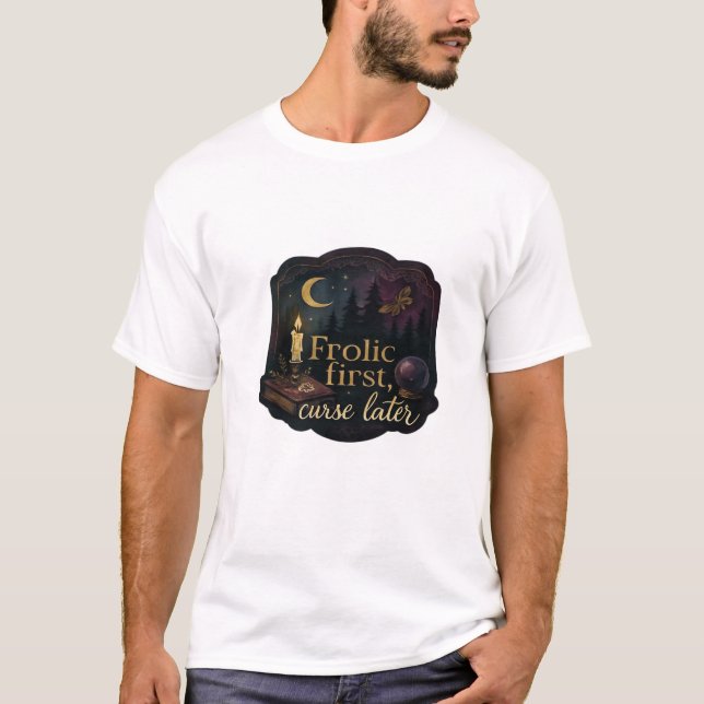 Whimsigoth Fantasy Mystical Forests, Måne & Magic T Shirt (Framsida)