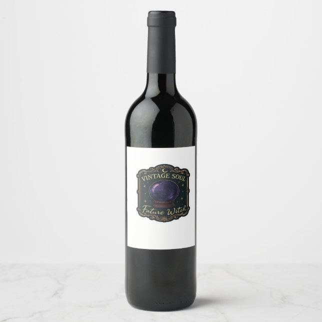 Whimsigoth Fantasy Mystiska Skogar, Månar & Magi Vinflaska Etikett (Framsida)